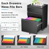 imageGreenvelly 2 Drawer File Cabinet Black Metal Lateral File Cabinet with Lock Office Filing Cabinet for LegalLetterA4F4 Size with Hanging FilesampampKey Lockable File Cabinets for Home OfficeBlack