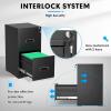 imageGreenvelly 2 Drawer File Cabinet Black Metal Lateral File Cabinet with Lock Office Filing Cabinet for LegalLetterA4F4 Size with Hanging FilesampampKey Lockable File Cabinets for Home OfficeBlack
