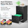 imageGreenvelly 2 Drawer File Cabinet Black Metal Lateral File Cabinet with Lock Office Filing Cabinet for LegalLetterA4F4 Size with Hanging FilesampampKey Lockable File Cabinets for Home OfficeBlack