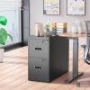 imageGreenvelly 2 Drawer File Cabinet Black Metal Lateral File Cabinet with Lock Office Filing Cabinet for LegalLetterA4F4 Size with Hanging FilesampampKey Lockable File Cabinets for Home OfficeBlack