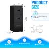 imageGreenvelly 2 Drawer File Cabinet Black Metal Lateral File Cabinet with Lock Office Filing Cabinet for LegalLetterA4F4 Size with Hanging FilesampampKey Lockable File Cabinets for Home OfficeBlack