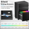 imageGreenvelly 2 Drawer File Cabinet Black Metal Lateral File Cabinet with Lock Office Filing Cabinet for LegalLetterA4F4 Size with Hanging FilesampampKey Lockable File Cabinets for Home OfficeBlack