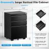 imageGreenvelly 3 Drawer Mobile File Cabinet with Lock Fully Assembled Rolling File Cabinet Except Casters Under Desk File Cabinet with Wheels for Home Office Fit LegalLetterA4 File Assembled WhiteBlack