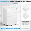 imageGreenvelly 3 Drawer Mobile File Cabinet with Lock Fully Assembled Rolling File Cabinet Except Casters Under Desk File Cabinet with Wheels for Home Office Fit LegalLetterA4 File Assembled WhiteWhite
