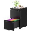 imageGreenvelly 3 Drawer Mobile File Cabinet with Lock Fully Assembled Rolling File Cabinet Except Casters Under Desk File Cabinet with Wheels for Home Office Fit LegalLetterA4 File Assembled WhiteBlack
