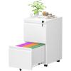 imageGreenvelly 3 Drawer Mobile File Cabinet with Lock Fully Assembled Rolling File Cabinet Except Casters Under Desk File Cabinet with Wheels for Home Office Fit LegalLetterA4 File Assembled WhiteWhite
