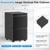 imageGreenvelly 3 Drawer Mobile File Cabinet with Lock Fully Assembled Rolling File Cabinet Except Casters Under Desk File Cabinet with Wheels for Home Office Fit LegalLetterA4 File Assembled WhiteBlack