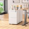 imageGreenvelly 3 Drawer Mobile File Cabinet with Lock Fully Assembled Rolling File Cabinet Except Casters Under Desk File Cabinet with Wheels for Home Office Fit LegalLetterA4 File Assembled WhiteWhite
