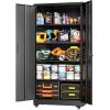 imageGreenvelly 73quot Storage Cabinet with WheelsBlack Metal Rolling Garage Cabinet with Locking Doors and 4 Adjustable Shelves for HomeKitchenOfficeWarehouse32quot W x 16quot DBlack