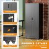 imageGreenvelly 73quot Storage Cabinet with WheelsBlack Metal Rolling Garage Cabinet with Locking Doors and 4 Adjustable Shelves for HomeKitchenOfficeWarehouse32quot W x 16quot DBlack