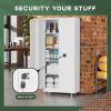 imageGreenvelly 73quot Storage Cabinet with WheelsBlack Metal Rolling Garage Cabinet with Locking Doors and 4 Adjustable Shelves for HomeKitchenOfficeWarehouse32quot W x 16quot DWhite