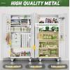 imageGreenvelly 73quot Storage Cabinet with WheelsBlack Metal Rolling Garage Cabinet with Locking Doors and 4 Adjustable Shelves for HomeKitchenOfficeWarehouse32quot W x 16quot DWhite