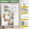 imageGreenvelly 73quot Storage Cabinet with WheelsBlack Metal Rolling Garage Cabinet with Locking Doors and 4 Adjustable Shelves for HomeKitchenOfficeWarehouse32quot W x 16quot DWhite