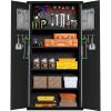 imageGreenvelly 73quot Storage Cabinet with WheelsBlack Metal Rolling Garage Cabinet with Locking Doors and 4 Adjustable Shelves for HomeKitchenOfficeWarehouse32quot W x 16quot DBlack
