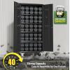 imageGreenvelly 73quot Storage Cabinet with WheelsBlack Metal Rolling Garage Cabinet with Locking Doors and 4 Adjustable Shelves for HomeKitchenOfficeWarehouse32quot W x 16quot DBlack