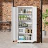 imageGreenvelly 73quot Storage Cabinet with WheelsBlack Metal Rolling Garage Cabinet with Locking Doors and 4 Adjustable Shelves for HomeKitchenOfficeWarehouse32quot W x 16quot DWhite
