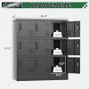 imageGreenvelly 9 Door Storage Locker for Employee Metal Locker for Office Gym Shool Lockable Black Steel Locker with Lock and Card Slot for HomeGarageBlack