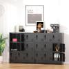 imageGreenvelly 9 Door Storage Locker for Employee Metal Locker for Office Gym Shool Lockable Black Steel Locker with Lock and Card Slot for HomeGarageBlack