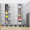 imageGreenvelly 9 Door Storage Locker for Employee Metal Locker for Office Gym Shool Lockable Black Steel Locker with Lock and Card Slot for HomeGarageGrey