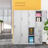imageGreenvelly 9 Door Storage Locker for Employee Metal Locker for Office Gym Shool Lockable Black Steel Locker with Lock and Card Slot for HomeGarageGrey