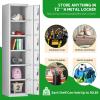 imageGreenvelly 9 Door Storage Locker for Employee Metal Locker for Office Gym Shool Lockable Black Steel Locker with Lock and Card Slot for HomeGarageGrey
