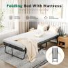 imageGreenvelly Folding Bed with Mattress 75quot x 38quot Roll Away Beds for AdultsMetal Frame Fold Up Beds with Memory Foam MattressGuest BedTwin 75 x 38