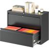 imageGreenvelly Lateral File Cabinet 2 Drawer Lockable Metal Filing Cabinet for Home Office Black Metal File Cabinet with Lock for LegalLetterA4F4 Size with Hanging BarsampampKeyBlack