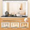 imageGreenvelly Makeup Vanity Desk with Lights and 2 Mirror Pink Vanity Table with 3 Lighting Modes and Stool Set Dressing Table with Drawers Vanity Desk for Women and Girls BedroomWhite