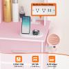 imageGreenvelly Makeup Vanity Desk with Lights and 2 Mirror Pink Vanity Table with 3 Lighting Modes and Stool Set Dressing Table with Drawers Vanity Desk for Women and Girls BedroomPink