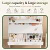 imageGreenvelly Makeup Vanity Desk with Lights and 2 Mirror Pink Vanity Table with 3 Lighting Modes and Stool Set Dressing Table with Drawers Vanity Desk for Women and Girls BedroomWhite