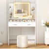imageGreenvelly Makeup Vanity Table with Lighted Mirror 57quot White Vanity Desk with 3 Lighting Modes and Chair Dressing Table with Drawers Vanity Desk for Women and Girls BedroomWhite