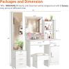 imageGreenvelly Makeup Vanity Table with Lighted Mirror 57quot White Vanity Desk with 3 Lighting Modes and Chair Dressing Table with Drawers Vanity Desk for Women and Girls BedroomWhite