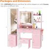imageGreenvelly Makeup Vanity Table with Lighted Mirror 57quot White Vanity Desk with 3 Lighting Modes and Chair Dressing Table with Drawers Vanity Desk for Women and Girls BedroomWhite Pink
