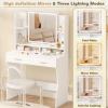 imageGreenvelly Makeup Vanity Table with Lighted Mirror 57quot White Vanity Desk with 3 Lighting Modes and Chair Dressing Table with Drawers Vanity Desk for Women and Girls BedroomWhite