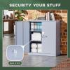 imageGreenvelly Metal Cabinet 36quot Locking Storage File Cabinet with Doors and Shelves for OfficeHomeGymSchoolKitchenWhiteDark Grey