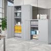 imageGreenvelly Metal Cabinet 36quot Locking Storage File Cabinet with Doors and Shelves for OfficeHomeGymSchoolKitchenWhiteDark Grey