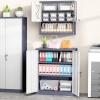 imageGreenvelly Metal Cabinet 36quot Locking Storage File Cabinet with Doors and Shelves for OfficeHomeGymSchoolKitchenWhiteGrey White