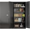 imageGreenvelly Metal Garage Storage Cabinet 72Locking Steel Storage Cabinet with 2 Doors and 4 Adjustable Shelves for Home OfficeSchoolFileGray WhiteBlack