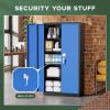 imageGreenvelly Metal Garage Storage Cabinet 72Locking Steel Storage Cabinet with 2 Doors and 4 Adjustable Shelves for Home OfficeSchoolFileGray WhiteBlack Blue
