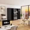 imageGreenvelly Metal Garage Storage Cabinet 72Locking Steel Storage Cabinet with 2 Doors and 4 Adjustable Shelves for Home OfficeSchoolFileGray WhiteBlack