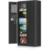 imageGreenvelly Metal Garage Storage Cabinet 72Locking Steel Storage Cabinet with 2 Doors and 4 Adjustable Shelves for Home OfficeSchoolFileGray WhiteBlack