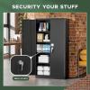 imageGreenvelly Metal Garage Storage Cabinet 72Locking Steel Storage Cabinet with 2 Doors and 4 Adjustable Shelves for Home OfficeSchoolFileGray WhiteBlack