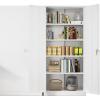 imageGreenvelly Metal Garage Storage Cabinet 72Locking Steel Storage Cabinet with 2 Doors and 4 Adjustable Shelves for Home OfficeSchoolFileGray WhiteWhite