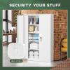 imageGreenvelly Metal Garage Storage Cabinet 72Locking Steel Storage Cabinet with 2 Doors and 4 Adjustable Shelves for Home OfficeSchoolFileGray WhiteWhite