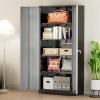 imageGreenvelly Metal Garage Storage Cabinet with 4 Swivel Wheels 73 Black Storage Cabinet on Wheels Rolling Tool Cabinet with Locking Doors and Shelves for Home Basement Kitchen Pantry WarehouseBlack Gray