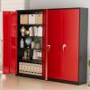 imageGreenvelly Metal Garage Storage Cabinet with 4 Swivel Wheels 73 Black Storage Cabinet on Wheels Rolling Tool Cabinet with Locking Doors and Shelves for Home Basement Kitchen Pantry WarehouseBlack Red