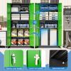 imageGreenvelly Metal Garage Storage Cabinet with 4 Swivel Wheels 73 Black Storage Cabinet on Wheels Rolling Tool Cabinet with Locking Doors and Shelves for Home Basement Kitchen Pantry WarehouseBlack Green