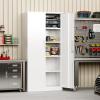 imageGreenvelly Metal Garage Storage Cabinet with 4 Swivel Wheels 73 Black Storage Cabinet on Wheels Rolling Tool Cabinet with Locking Doors and Shelves for Home Basement Kitchen Pantry WarehouseWhite