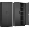 imageGreenvelly Metal Garage Storage Cabinet with 4 Swivel Wheels 73 Black Storage Cabinet on Wheels Rolling Tool Cabinet with Locking Doors and Shelves for Home Basement Kitchen Pantry WarehouseBlack