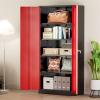 imageGreenvelly Metal Garage Storage Cabinet with 4 Swivel Wheels 73 Black Storage Cabinet on Wheels Rolling Tool Cabinet with Locking Doors and Shelves for Home Basement Kitchen Pantry WarehouseBlack Red